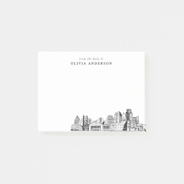 From the Desk of Sacramento Skyline Personalized Post-it Notes (Front)