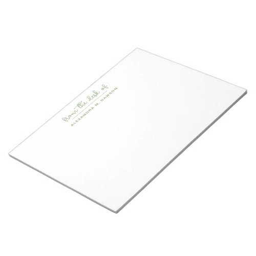 From The Desk Of Sage Green Personalized Trendy Notepad