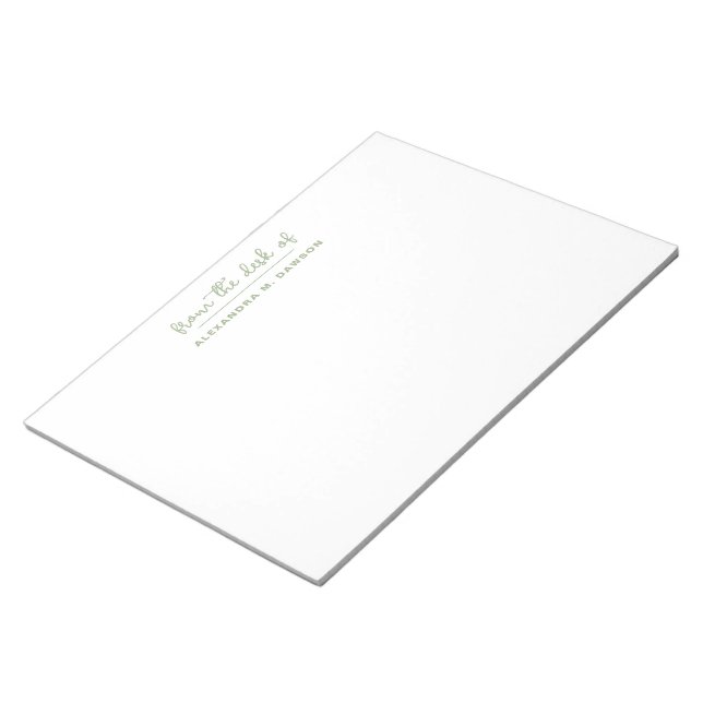 From The Desk Of Sage Green Personalized Trendy Notepad (Angled)