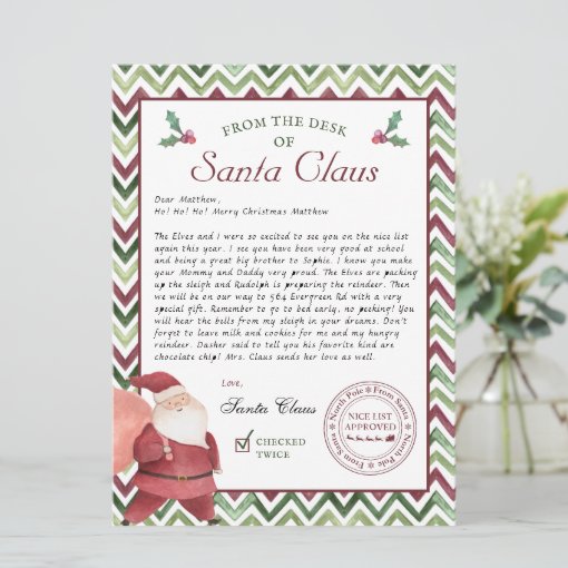 From the Desk of Santa Claus | Christmas Letter | Zazzle