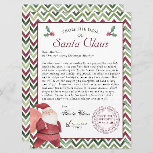 From the Desk of Santa Claus | Christmas Letter | Zazzle