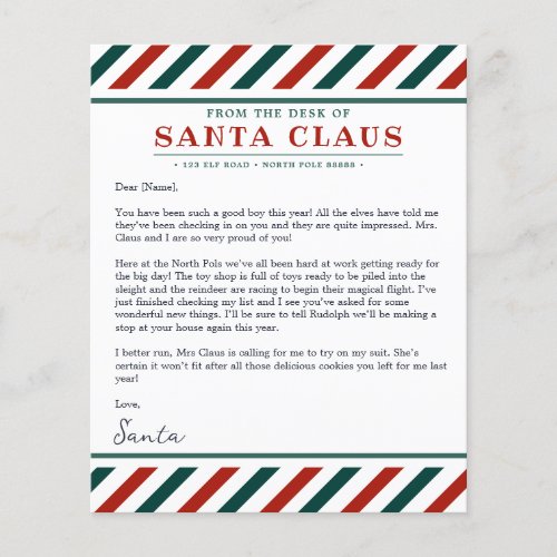 From the Desk of Santa Claus Christmas Letter