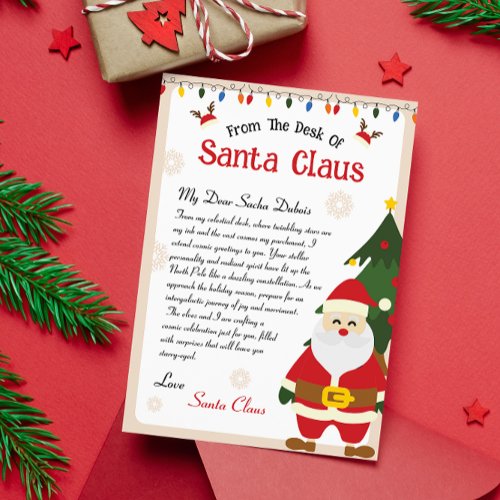 From the Desk of Santa Claus Christmas Letter Holiday Card