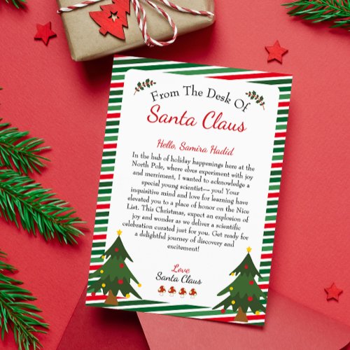 From the Desk of Santa Claus  Christmas Letter Holiday Card