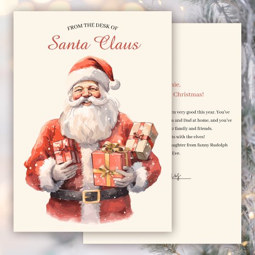 From the Desk of Santa Claus Christmas Letter Holiday Card