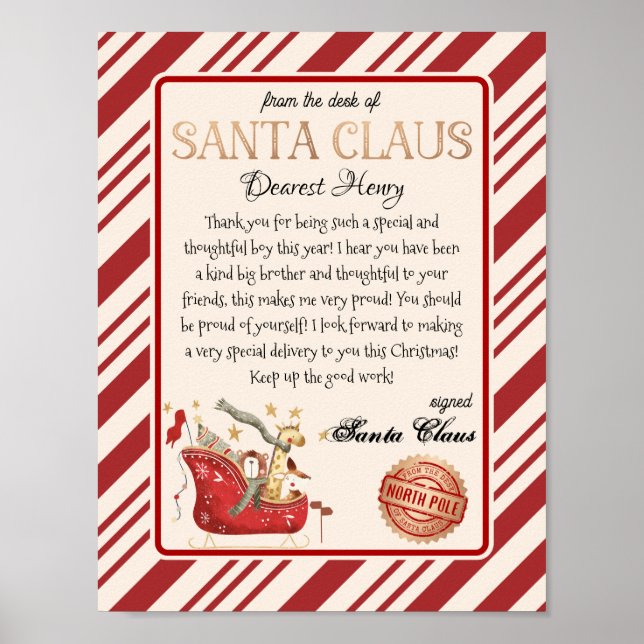 From the desk of Santa Claus Full Sled Letter Poster (Front)