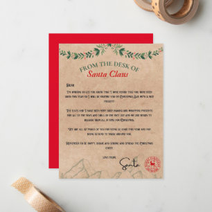 From The Desk Of Santa Claus Kraft Note Card