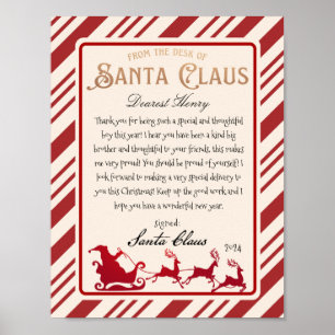 From the desk of Santa Claus Letter Poster