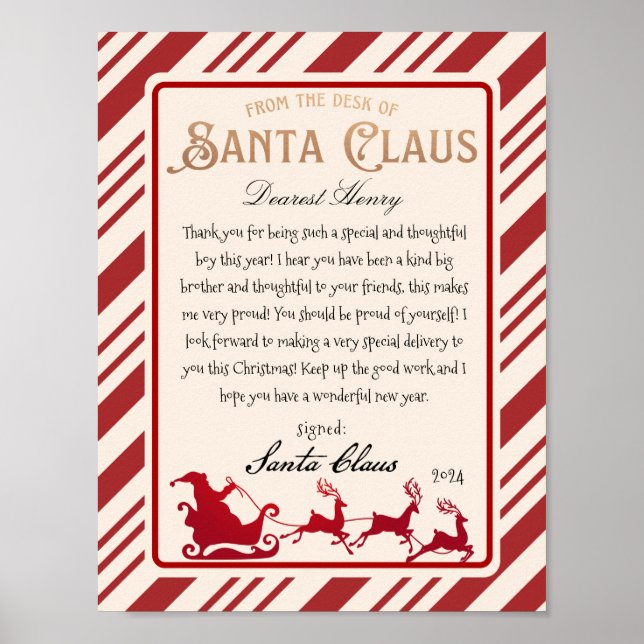 From the desk of Santa Claus Letter Poster (Front)
