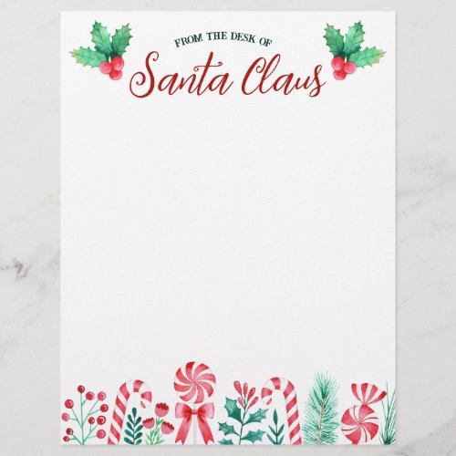 From the Desk of Santa Claus Watercolor Letterhead