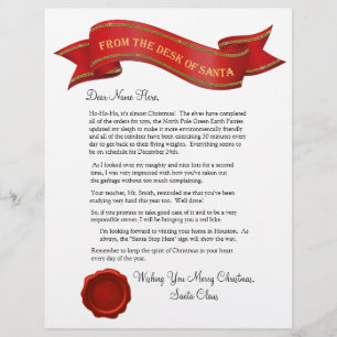 From the Desk of Santa Letter with Seal - editable