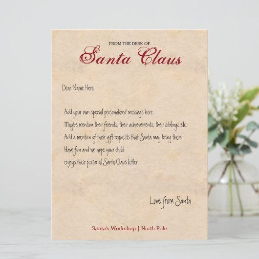 From The Desk Of Santa Personalized Letter (Standing Front)