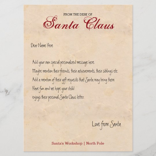 From The Desk Of Santa Personalized Letter | Zazzle.com