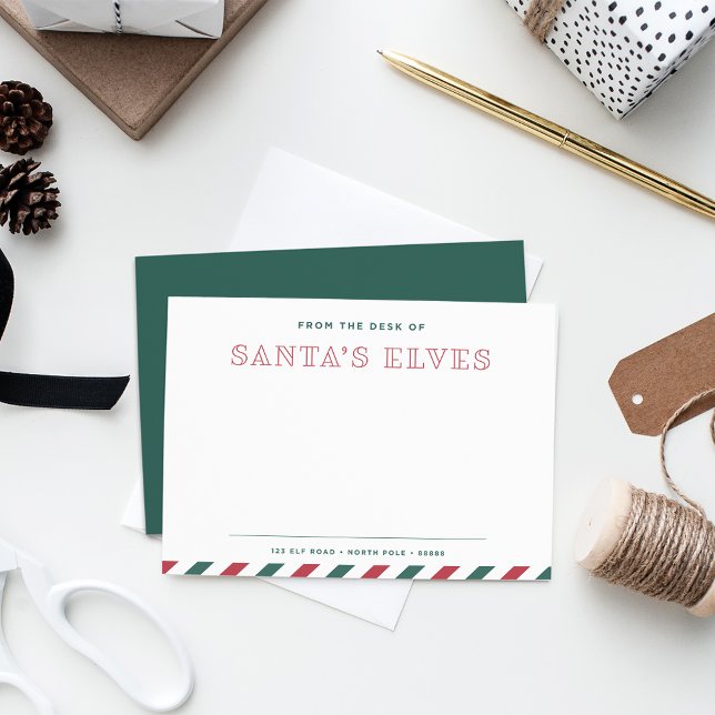 From the Desk of Santa's Elves Blank Christmas Note Card (Creator Uploaded)