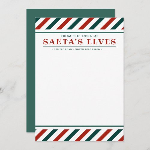 From the Desk of Santas Elves Blank Note Card