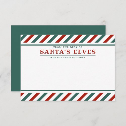 From the Desk of Santas Elves Blank Note Card