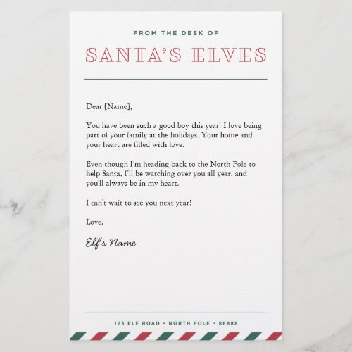 From the Desk of Santas Elves Christmas Letter