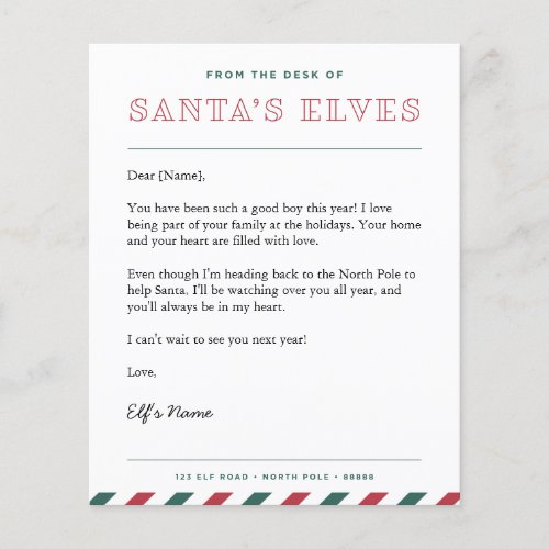 From the Desk of Santas Elves Christmas Letter