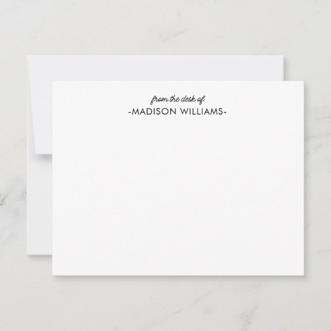 From the desk of Simple Modern Black Script Note C (Front)