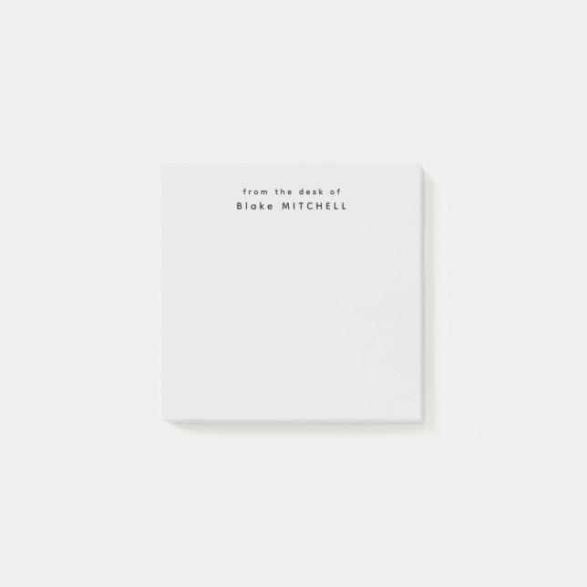 From The Desk of Simple Monogram Gray   Post-it Notes (Front)
