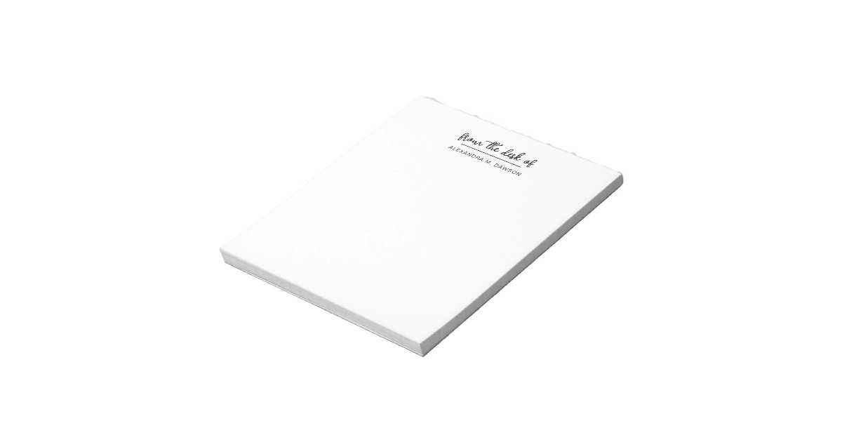 From The Desk Of Simple Script Name Notepad | Zazzle