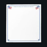 From The Desk Of | Smart All-American Personalized Notepad<br><div class="desc">A stylish notepad that you can personalize with your own text including a name. The design features a Greek Key corner border with watercolor USA flag images (these were originally handpainted by me before being scanned into digital form). . You can change the color of the border (currently a mid...</div>