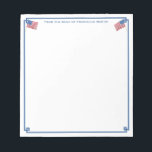 From The Desk Of | Smart All-American Personalized Notepad<br><div class="desc">A stylish notepad that you can personalize with your own text including a name. The design features a Greek Key corner border with watercolor USA flag images (these were originally handpainted by me before being scanned into digital form). . You can change the color of the border (currently a mid...</div>
