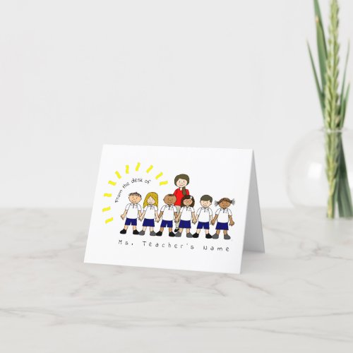 From the Desk of Teacher Cute Personalized Blank Thank You Card