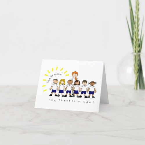 From the Desk of Teacher Cute Personalized Blank Thank You Card