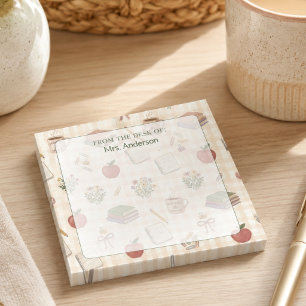 From The Desk of Teacher Gingham Watercolor Post-it Notes