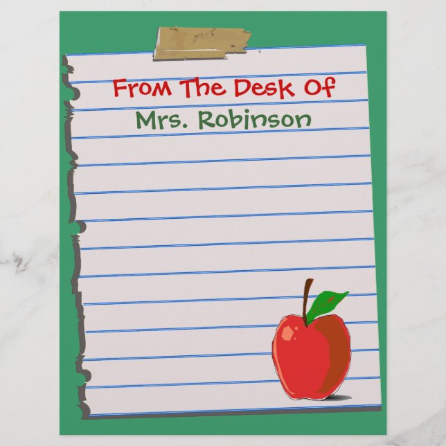 From The Desk Of...Teacher Letterhead Stationery (Front)