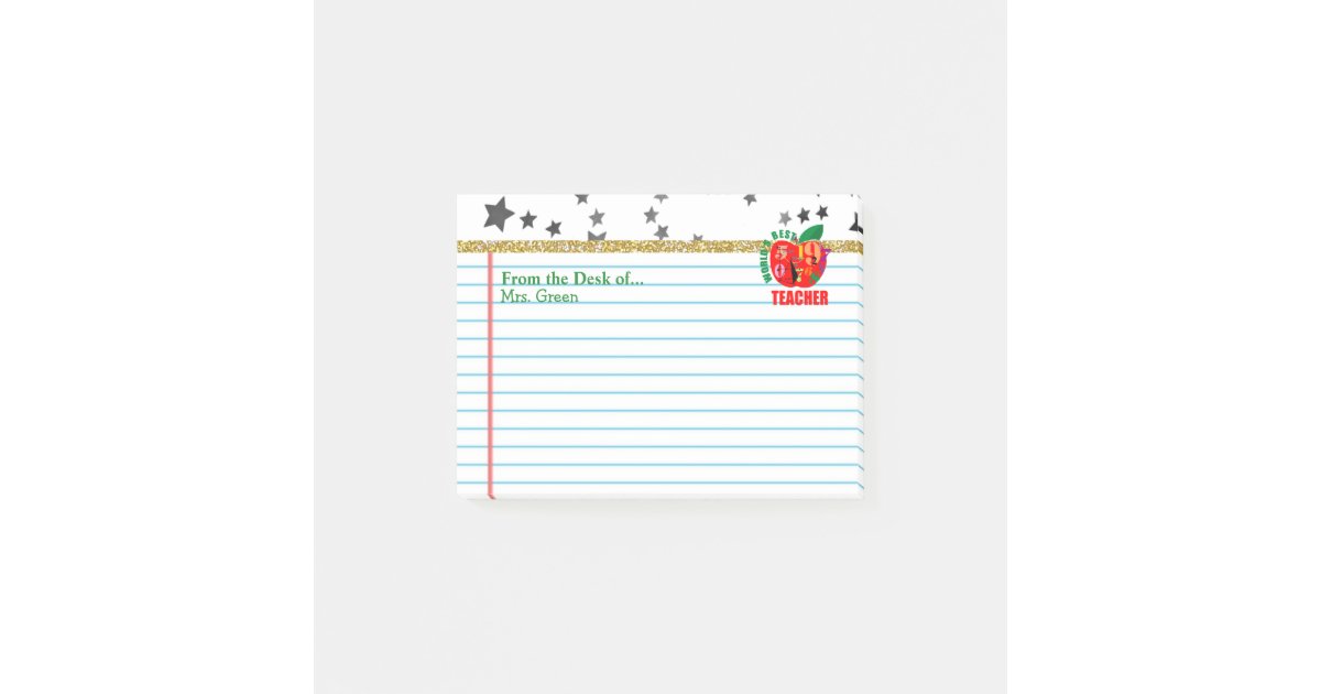 From the Desk of Teacher Name | Apple Personalized Post-it Notes | Zazzle