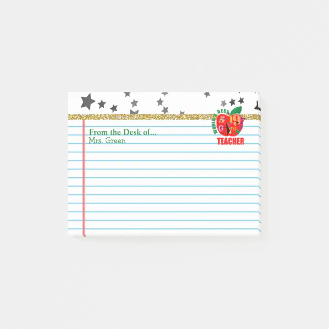 From the Desk of Teacher Name | Apple Personalized Post-it Notes | Zazzle