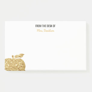 From The Desk Of Teacher Personalized Gold Apple Post-it Notes
