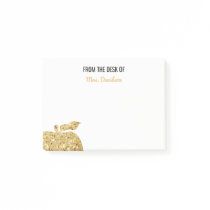 From The Desk Of Teacher Personalized Gold Apple Post-it Notes