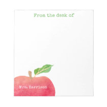 From The Desk of Teacher Red Apple Personalized Notepad