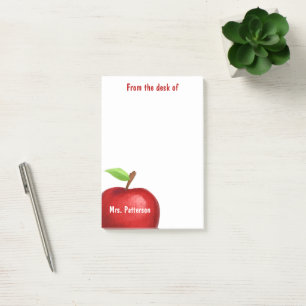 From the Desk of Teacher Red Apple Personalized  Post-it Notes