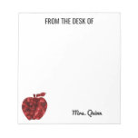 From The Desk Of Teacher Red Sequin Apple Simple Notepad at Zazzle
