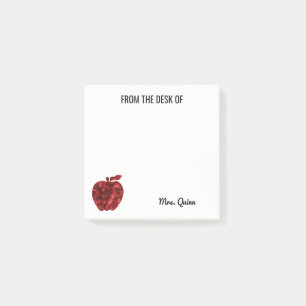 From the Desk of Teacher Red Sequin Apple Sparkle Post-it Notes