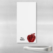 From The Desk Of Teacher Red Sequin Glam Apple Magnetic Notepad