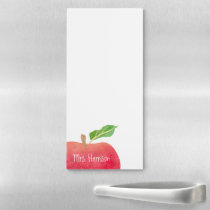 From The Desk Of Teacher Red Watercolor Apple Magnetic Notepad