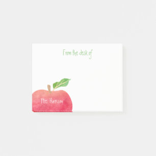 From The Desk of Teacher Red Watercolor Apple Post-it Notes
