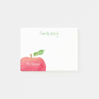 From The Desk of Teacher Red Watercolor Apple Post-it Notes