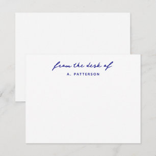 From The Desk Of True Navy Blue Stylish Modern Note Card