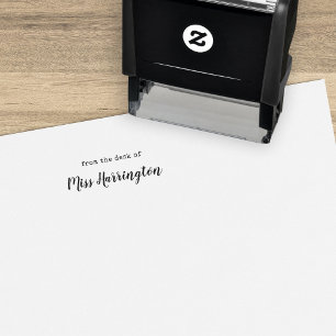 From the Desk of Typewriter & Script Teacher Name Self-inking Stamp