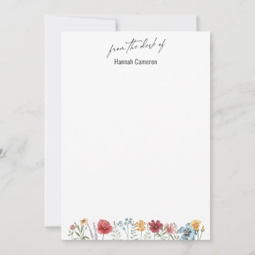 From the Desk of Typography Watercolor Wildflower Invitation