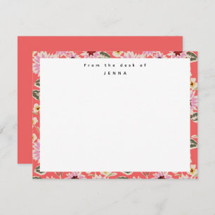 From The Desk Of Vibrant Floral Pattern Note Card