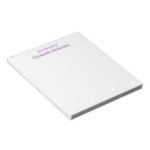 From the desk of White and Purple Name Template Notepad