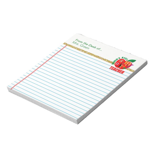 From the Desk of World's Best Teacher Personalized Notepad (Rotated)