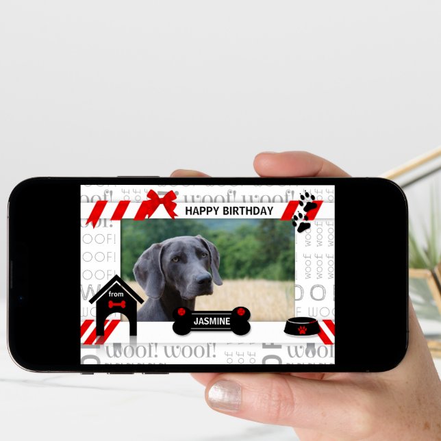 from the Dog Birthday Red Pet's Photo and Name Card (Front Digital)